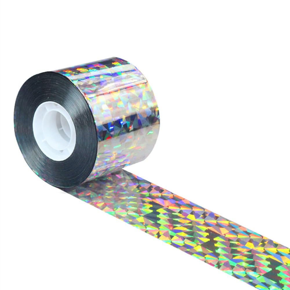 Bird Scare Ribbon Double Sided Holographic Reflective Ribbon Tape to Keep Away Woodpecker, Pigeon, Hawks, Grackles Bird (1.9in x 360ft)