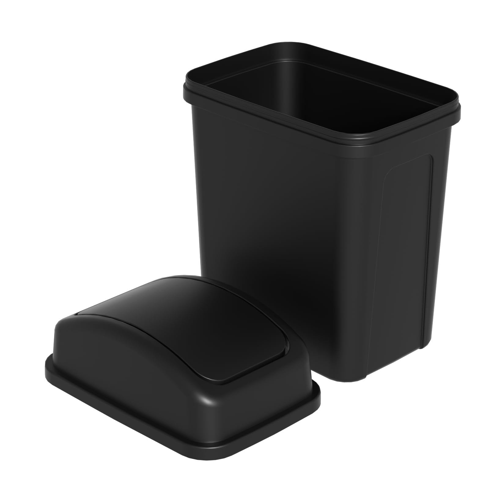 Zopnny 7 L Small Bathroom Trash Can, Swing Top Garbage Can, Plastic Trash Can with Swing Lid, Black