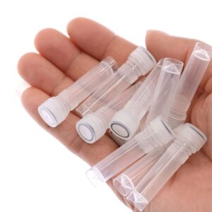 100Pcs 1ml Transparent Lab Plastic Frost Test Tubes Vial Seal Cap, Graduated Marks Centrifuge Tubes Skirted Conical Bottom for Laboratory School Educational