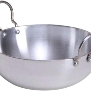 Satre Online and Marketing Induction Base Aluminium Kadai No.12 with Steel Handle, Medium Size Frying Pan, 4 MM thickness-Silver