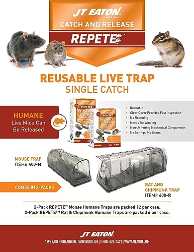 JT Eaton 400-M Repete Live Catch Mouse Traps, Humane No Kill Rodent Control