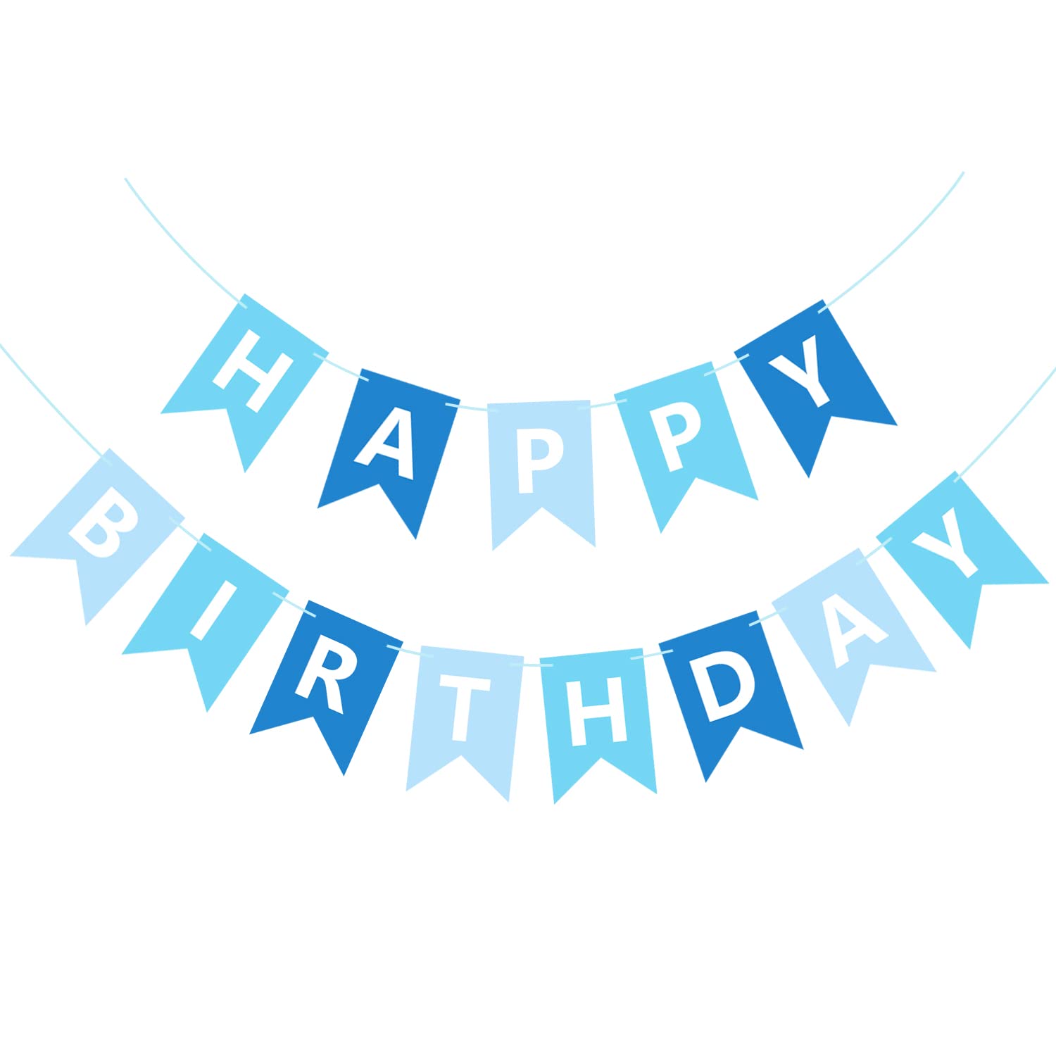 Eaezerav Happy Birthday Banner Blue Signs Happy Birthday Bunting Banner Garland for Baby Shower Gender Reveal Party Supplies for Boys Girls, Nursery Hanging Decoration Wall Backdrop