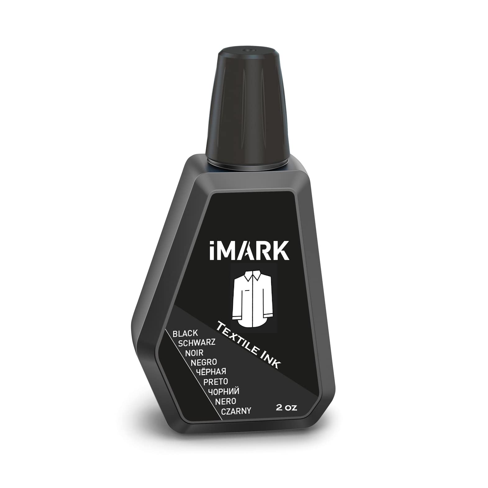 iMARK Textile Indelible Cloth Fabric Stamp Ink 2oz Black