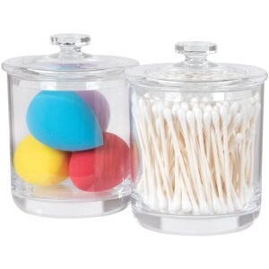 ForPro Professional Collection Acrylic Apothecary Jars with Lids, Set of 2 15 Oz Storage Containers for Bathroom, Kitchen and Office, 4.5" x 3.5"