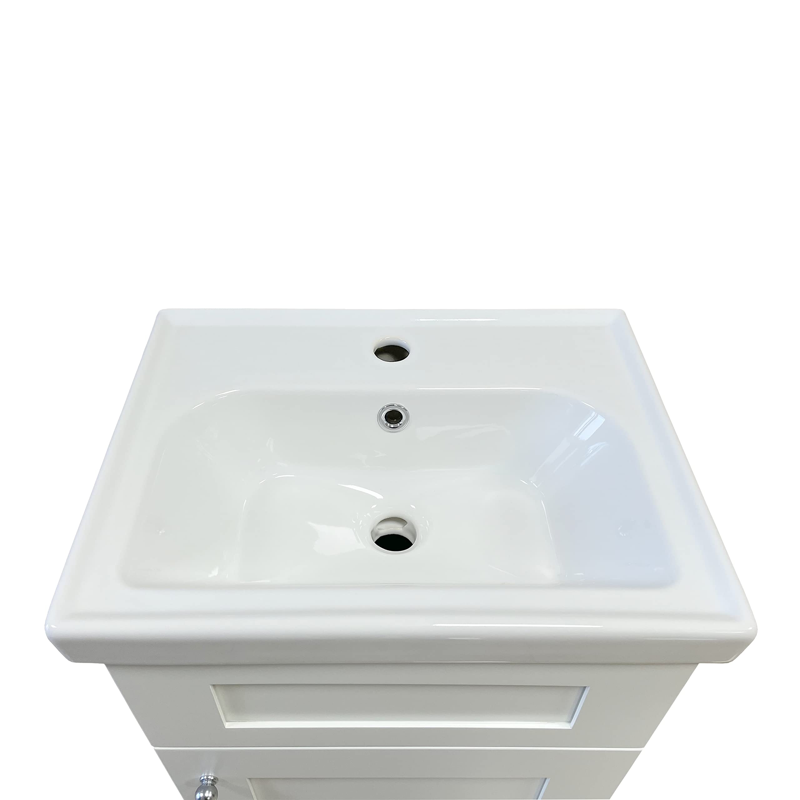 DISAR Free Standing Single Sink White Bathroom Vanity with Ceramic Counter Top - Soft Close Doors, Modern Small Bath Cabinet - Bathroom Vanities with Sink Combo - No Assembly Needed, 19.63'' inch