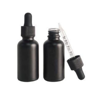 BEGIKET 12 Pack 1oz Black Coated Glass Dropper Bottle,30ml Frosted Black Glass Bottles with Eye Droppers,for Essential Oils,Leakproof Travel Bottles, Oil Bottles for Hair