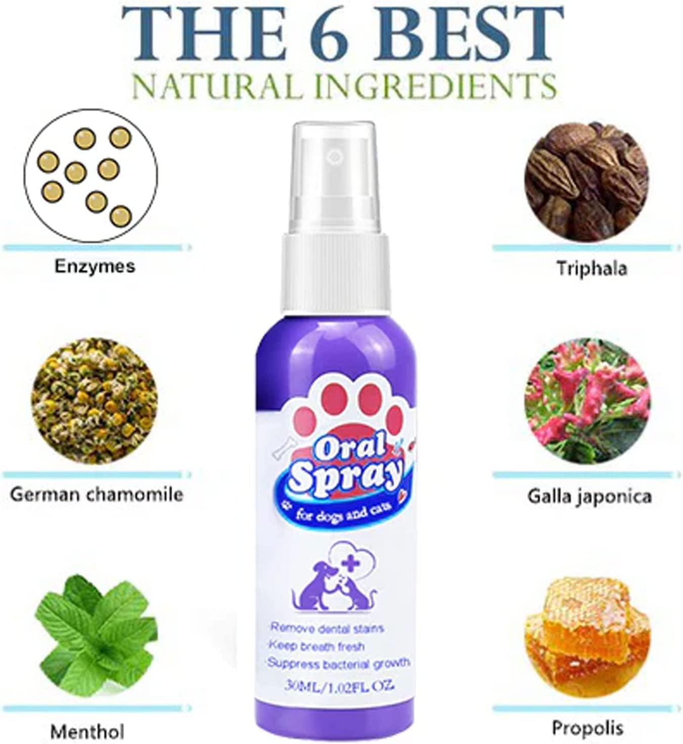 Petry Oral Spray, Petry Teeth Cleaning Spray for Dogs & Cats, Pet Breath Freshener Spray Care Cleaner 60ml, Pet Oral Spray Clean Teeth, Dog and Cat Natural Breath Freshener