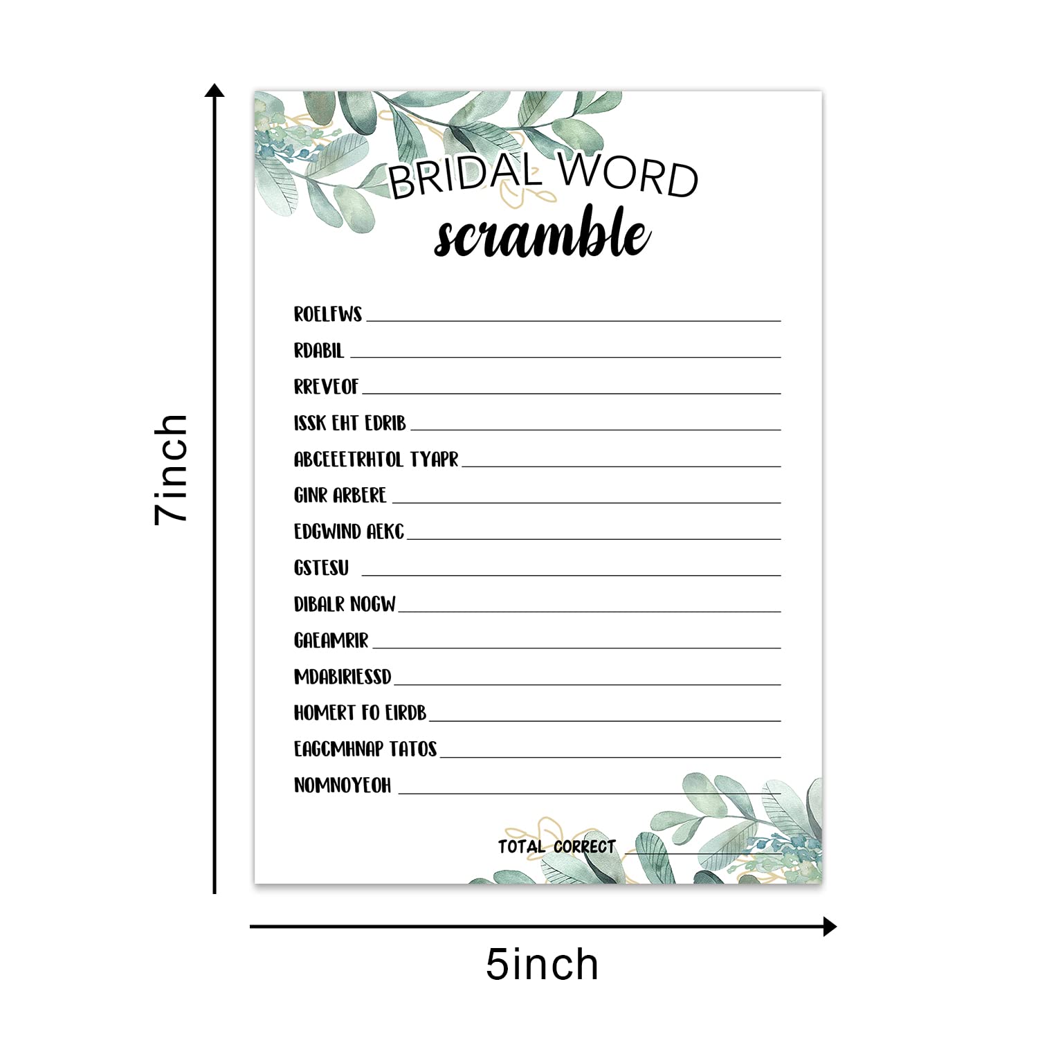 Bridal Shower Game Cards, Bridal Word Scramble Game, Greenery Theme Engagement Party Cards For Wedding, Bridal Shower Decorations, Engagement Activities Ideas, Wedding Shower Party Game Card