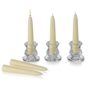 PARNOO 100% Natural White Beeswax 5 Inch Tall Tapered Candles, 4 Hours Burn time - Pack of 12 (Dripless and Smokless)