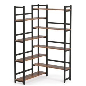 LITTLE TREE Corner Bookshelf 70.8” Tall Industrial Bookcase for Living Room Home Office