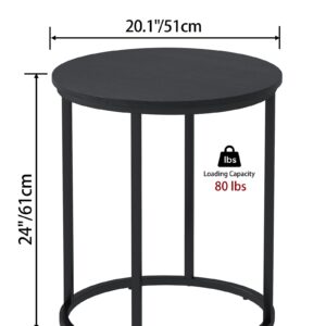 Yusong Round End Table, 20" Accent Small Side Table Nightstand Modern Bedside Table for Living Room Bedroom Office Small Spaces,Black