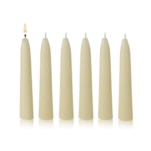 PARNOO 100% Natural White Beeswax 5 Inch Tall Tapered Candles, 4 Hours Burn time - Pack of 12 (Dripless and Smokless)