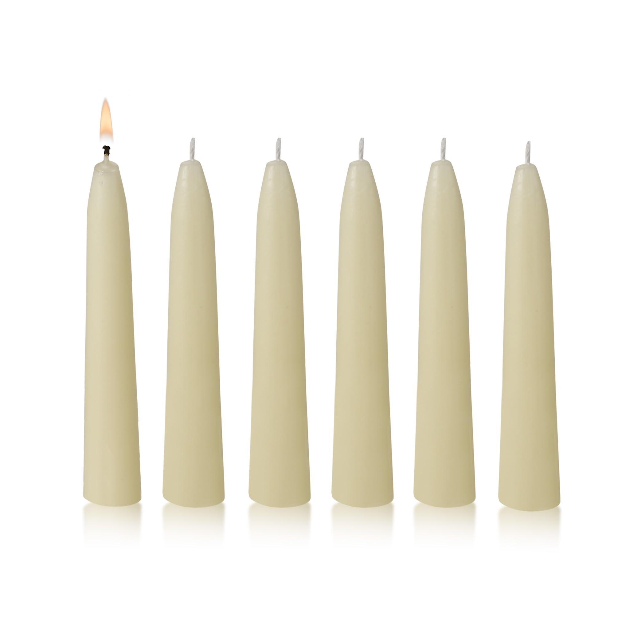 PARNOO 100% Natural White Beeswax 5 Inch Tall Tapered Candles, 4 Hours Burn time - Pack of 12 (Dripless and Smokless)