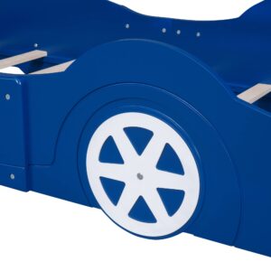 CITYLIGHT Twin Size Car Beds for Boys Race Car-Shaped Twin Bed Frame with Wheels Wooden Kids Car Twin Bed for Boys with Slat Support for Child's Bedroom (Twin,Blue)