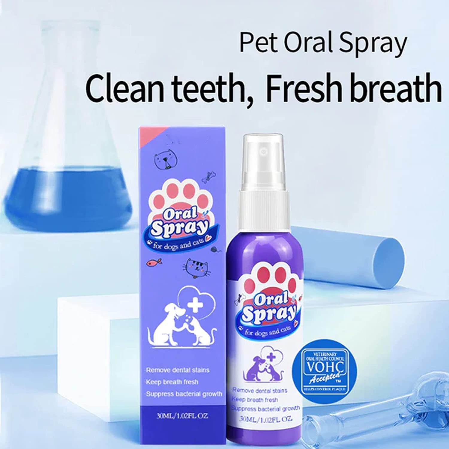 Petry Oral Spray, Petry Teeth Cleaning Spray for Dogs & Cats, Pet Breath Freshener Spray Care Cleaner 60ml, Pet Oral Spray Clean Teeth, Dog and Cat Natural Breath Freshener