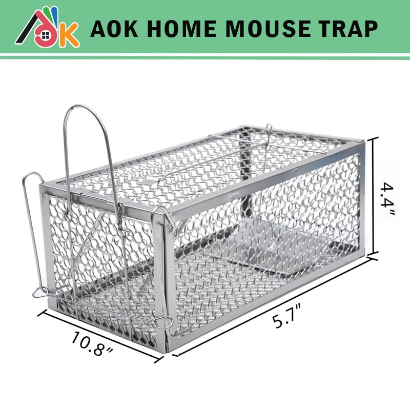 Live Humane Cage Mouse Trap Rat Catch Control Bait Hunting Survival for Indoor and Outdoor,Small Rodent Animal-Mice Voles Hamsters Cage (4.5x11x5.8 inch)