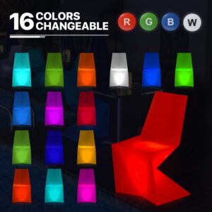 MoNiBloom LED Lounge Chair with Remote, 16 RGB Colors Changing Glow Stool, Waterproof Rechargeable Cool LED Furniture Dimmable Mood Lighting Pub Stool for Garden Patio Cocktail Party and Pool Deck