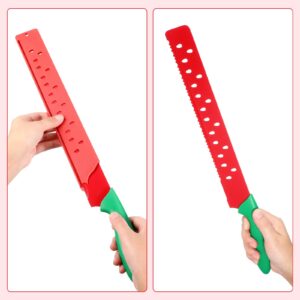 DECHOUS Watermelon Knife, Red Green Watermelon Knife with Sleeve, Kitchen Melon Cutting Knife Fruit Watermelon Cutter Slicer Tool for Kitchen Xmas Party