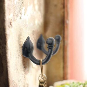 DPOWERFUL Rustic Cast Iron Coat Hooks with ball tip clothes hooks wall hooks antique cast iron single hooks for screwing hangers black for bathroom wardrobe living room (3 Pack)