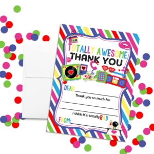 Amanda Creation Totally Awesome 80's Themed Birthday Party Thank You Notes, Ten 4" x 5.5" Fill-In the Blank Cards with 10 White Envelopes