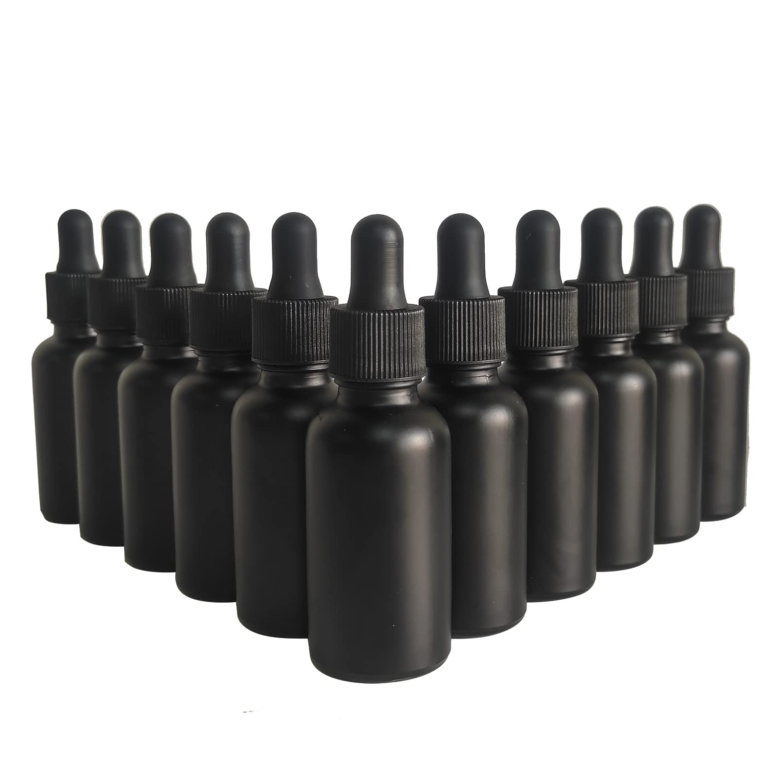 BEGIKET 12 Pack 1oz Black Coated Glass Dropper Bottle,30ml Frosted Black Glass Bottles with Eye Droppers,for Essential Oils,Leakproof Travel Bottles, Oil Bottles for Hair