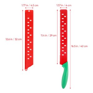 DECHOUS Watermelon Knife, Red Green Watermelon Knife with Sleeve, Kitchen Melon Cutting Knife Fruit Watermelon Cutter Slicer Tool for Kitchen Xmas Party