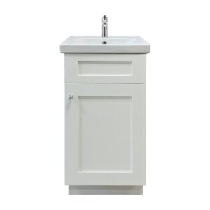 disar free standing single sink white bathroom vanity with ceramic counter top - soft close doors, modern small bath cabinet - bathroom vanities with sink combo - no assembly needed, 19.63'' inch