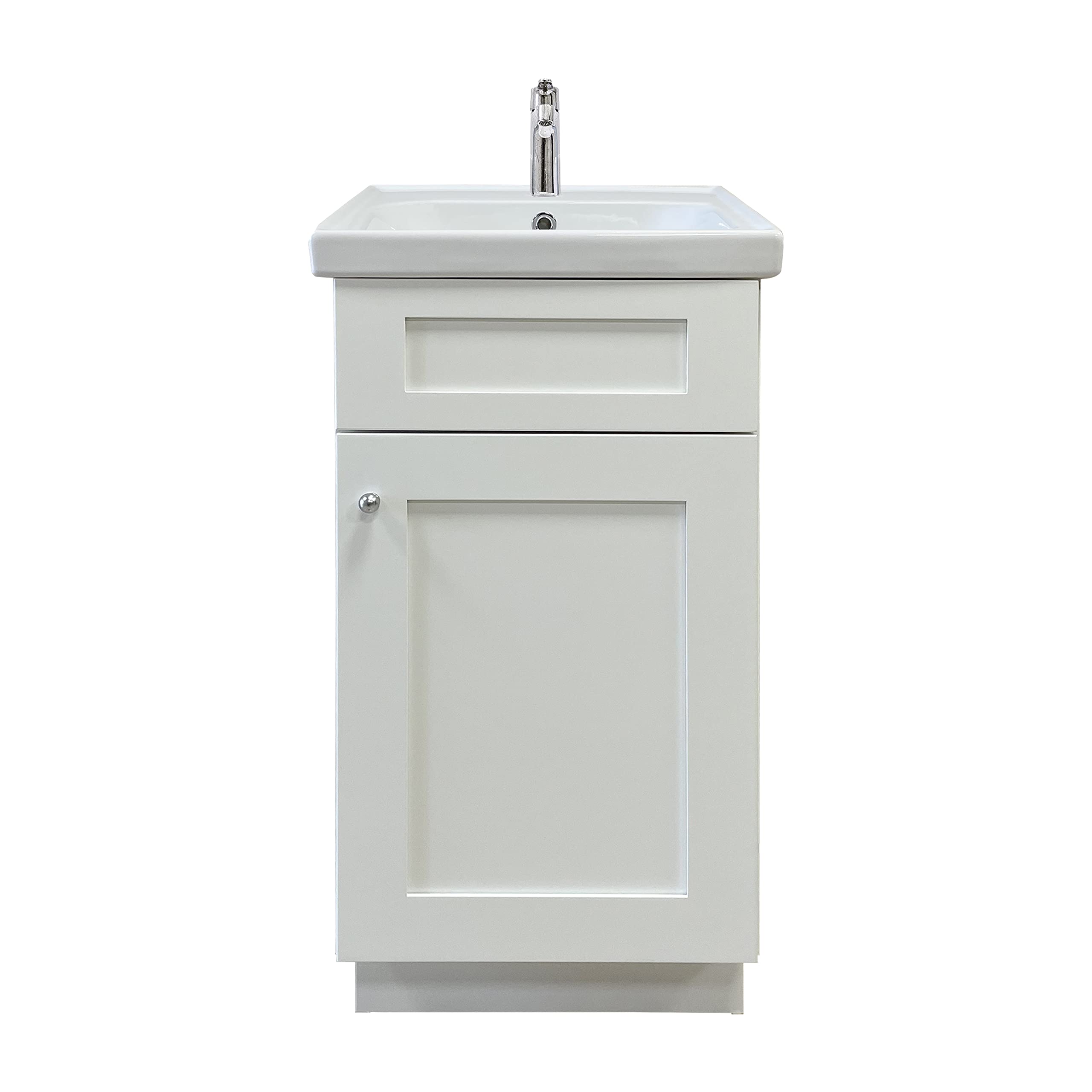 DISAR Free Standing Single Sink White Bathroom Vanity with Ceramic Counter Top - Soft Close Doors, Modern Small Bath Cabinet - Bathroom Vanities with Sink Combo - No Assembly Needed, 19.63'' inch