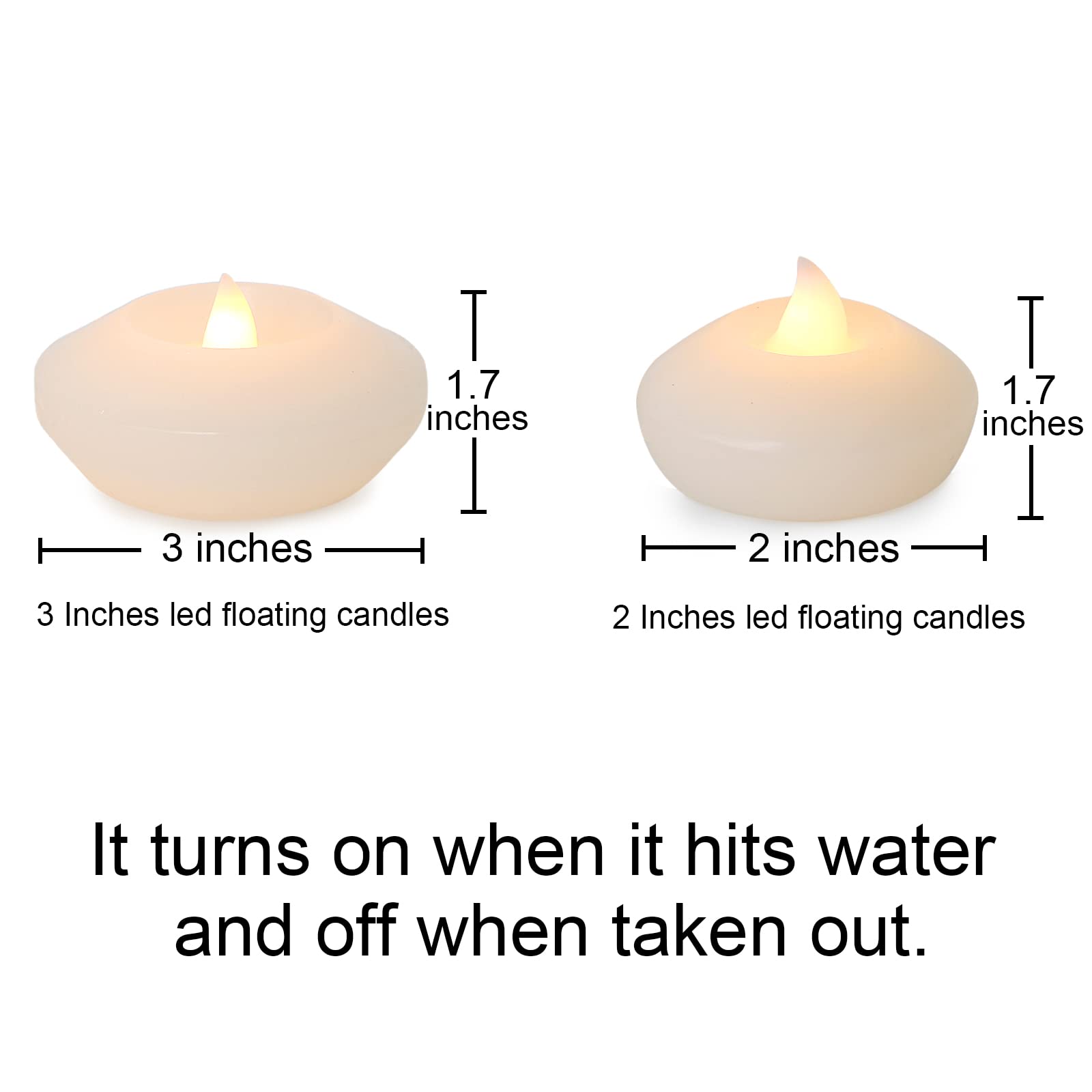 LARDUX 3 Inch Led Floating Candles - 12 PCS Flameless Water Activated Floating Tea Lights Fake Floating Tealight Battery Operated for Centerpieces Cylinder Vases Wedding Party Decorations