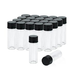 alwsci 1 dram glass vials, small liquid sample vial, 15x45mm 4 ml borosilicate glass empty vials with caps, 13-425 black screw caps with pe liner, pack of 20