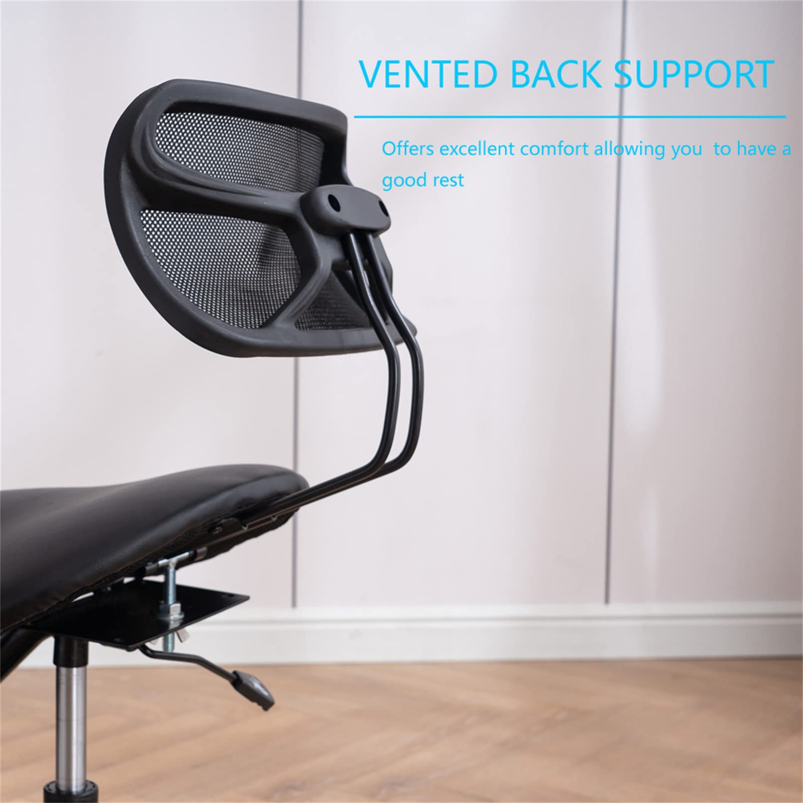 Ergonomic Kneeling Chair with Back Support, Wheels, Adjustable Saddle Chair for Home and Office with Angled Seat for Better Posture, Black