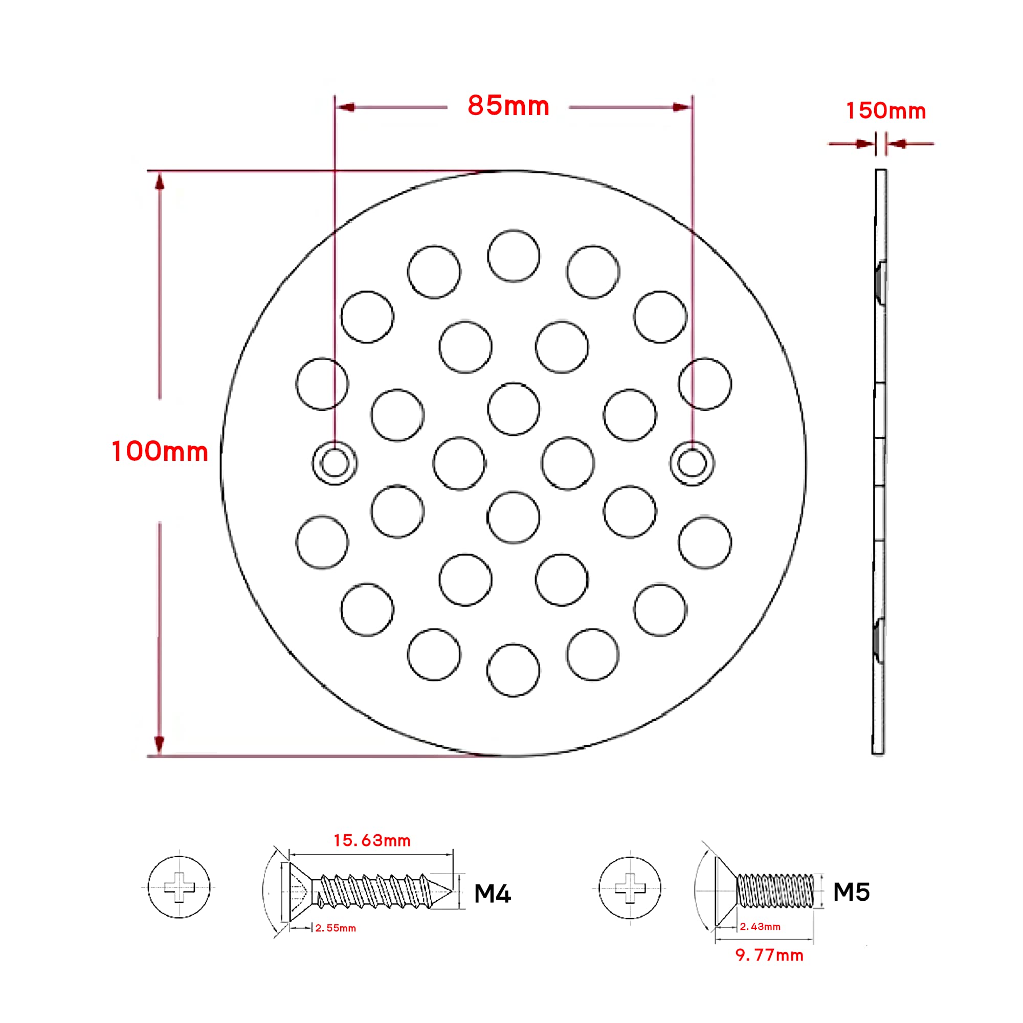 Evangeline 4 Inch Shower Drain Cover Replacement Bathroom Grate Drain Strainer Round (Brushed Gold)