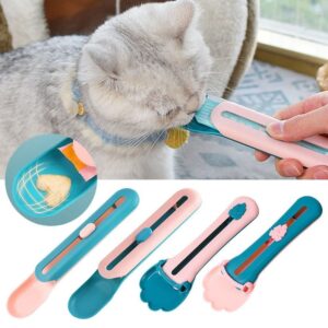 gofidin 2PCS Pet Feeder Cat Strip Squeeze Spoon, Multifunctional Pet Spoons Cat Feeder, Cat Wet Food Spoon Pet Food Spoon