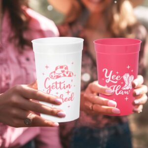 Tuitessine 12-Pack Disco Cowgirl Bachelorette Party Cups Reusable Girls Trip Stadium Plastic Cup Cute Drinking Cups for Western Bridal Shower Party Supplies Wedding Engagement Favor(22 oz)