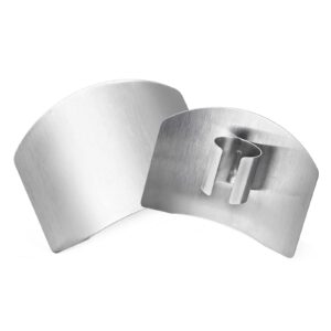 Unlorspy 8 Pcs Stainless Steel Finger Guards, 63 x 46mm Finger Protector for Cutting Food, Finger Guard for Cutting Vegetables Metal Finger Guard Finger Shield for Chopping