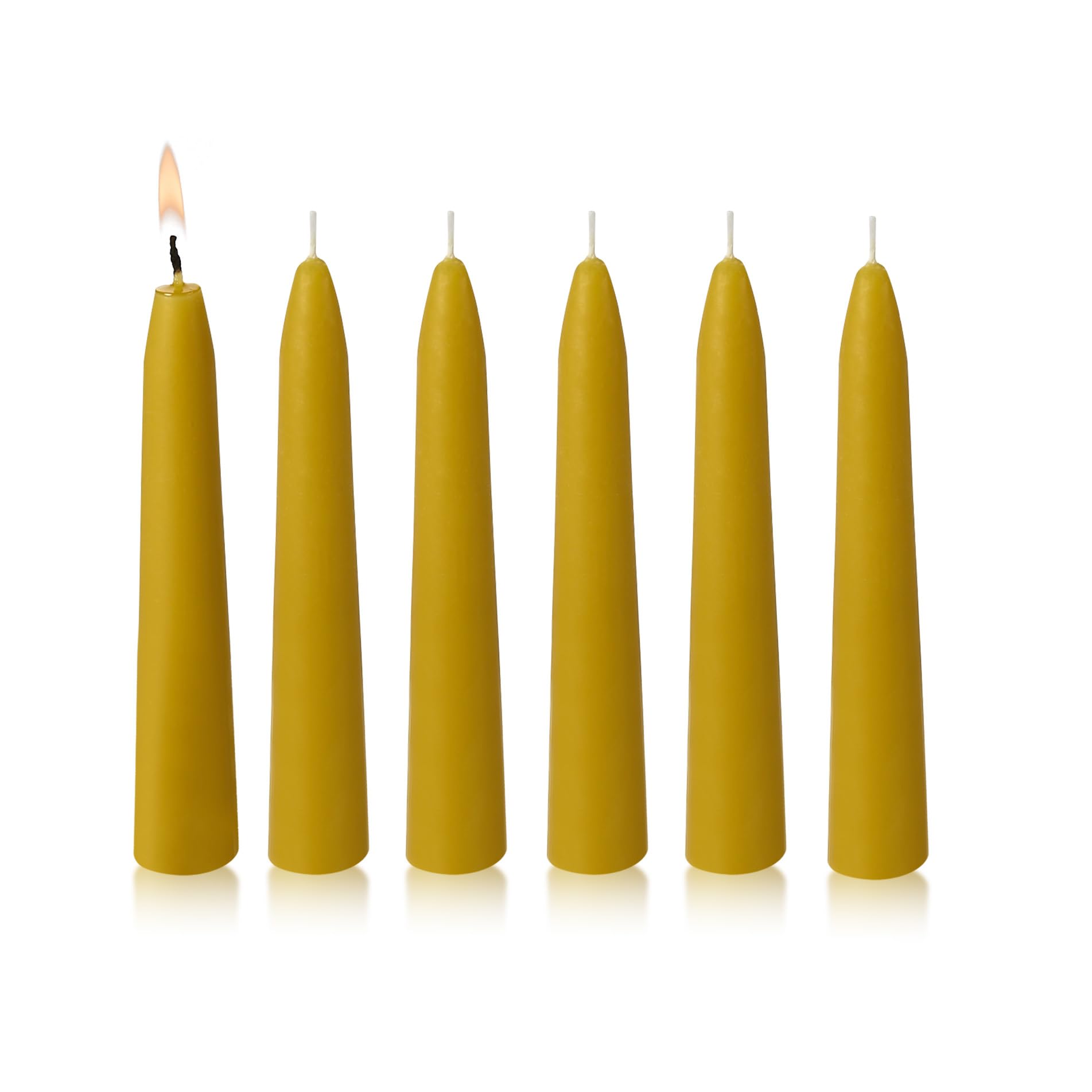 PARNOO 100% Natural Yellow Beeswax 5 Inch Tall Tapered Candles, 4 Hours Burn time - Pack of 12 (Dripless and Smokless)