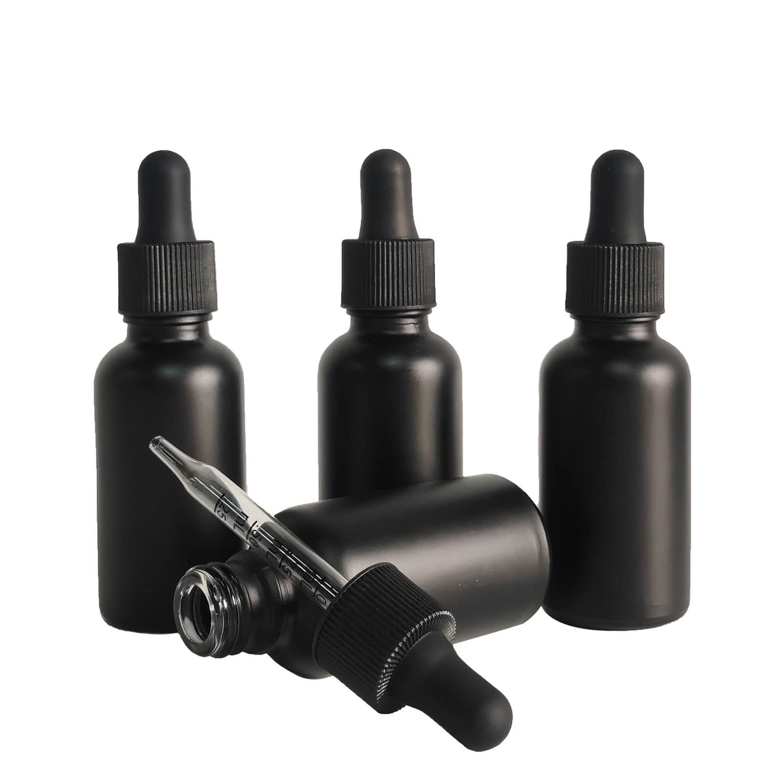 BEGIKET 12 Pack 1oz Black Coated Glass Dropper Bottle,30ml Frosted Black Glass Bottles with Eye Droppers,for Essential Oils,Leakproof Travel Bottles, Oil Bottles for Hair