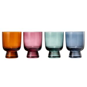 Khen - Colored Muted Colored Glasses - Water & Wine | Set of 4 | Pastel Muted Crystal Cocktail Glassware, Goblet Cocktails, Red & White, Dinner Color Beautiful - Murano Stackable Glasses 8.1oz