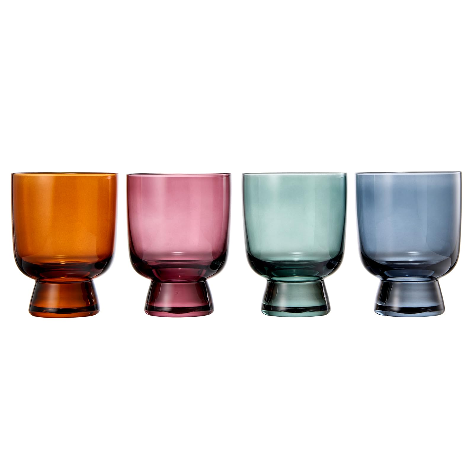 Khen - Colored Muted Colored Glasses - Water & Wine | Set of 4 | Pastel Muted Crystal Cocktail Glassware, Goblet Cocktails, Red & White, Dinner Color Beautiful - Murano Stackable Glasses 8.1oz