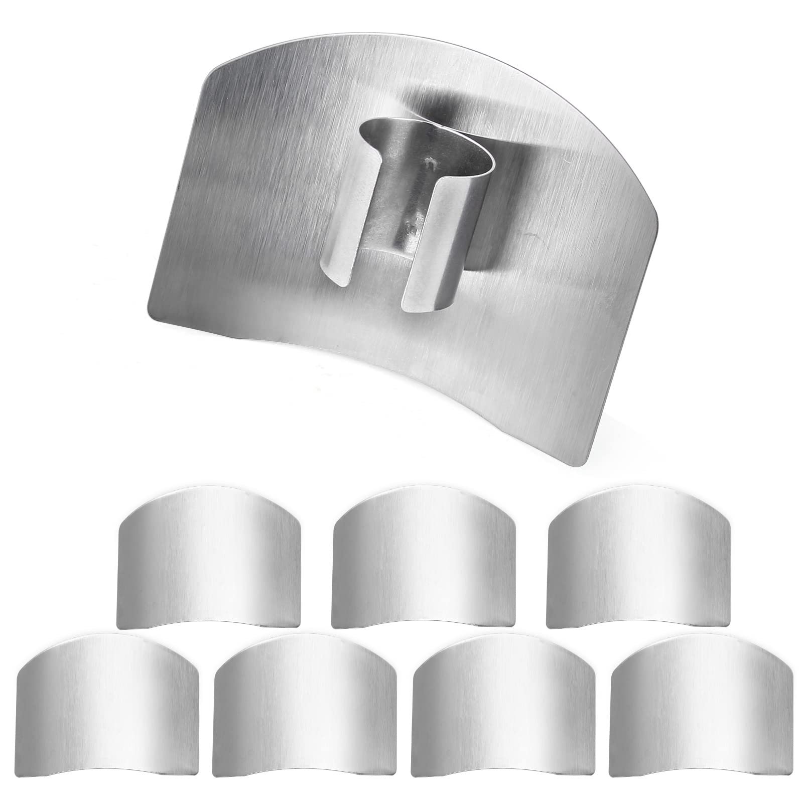 Unlorspy 8 Pcs Stainless Steel Finger Guards, 63 x 46mm Finger Protector for Cutting Food, Finger Guard for Cutting Vegetables Metal Finger Guard Finger Shield for Chopping