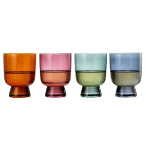 Khen - Colored Muted Colored Glasses - Water & Wine | Set of 4 | Pastel Muted Crystal Cocktail Glassware, Goblet Cocktails, Red & White, Dinner Color Beautiful - Murano Stackable Glasses 8.1oz