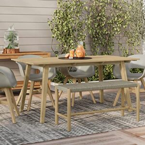 SIMPLIHOME Dahlia SOLID ACACIA WOOD 46 Inch Contemporary Outdoor and Indoor Bench in Grey, For the Garden