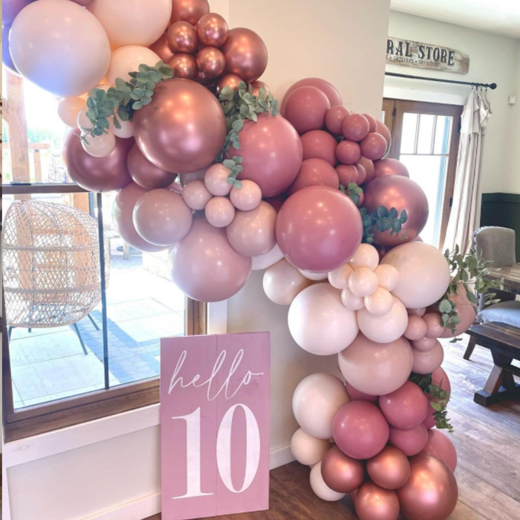 Boho Pink Balloons Arch Garland Kit with Double Stuffed Dusty Rose Gold Balloons Decorations for Boho Wedding Baby Shower Bridal Engagement Valentine's Day Anniversary Birthday Party Decorations