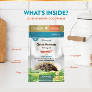 NaturVet Scoopables Quiet Moments Cat Calming Aid - Promotes Calm with Stressful Events Storms, Fireworks, Travel, Separation Anxiety - Cat Health Supplement w/Melatonin - Salmon Flavored | 5.5oz Bag