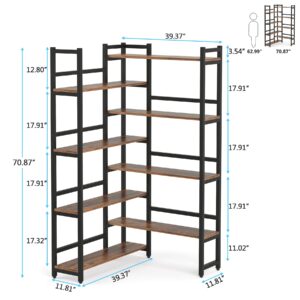 LITTLE TREE Corner Bookshelf 70.8” Tall Industrial Bookcase for Living Room Home Office