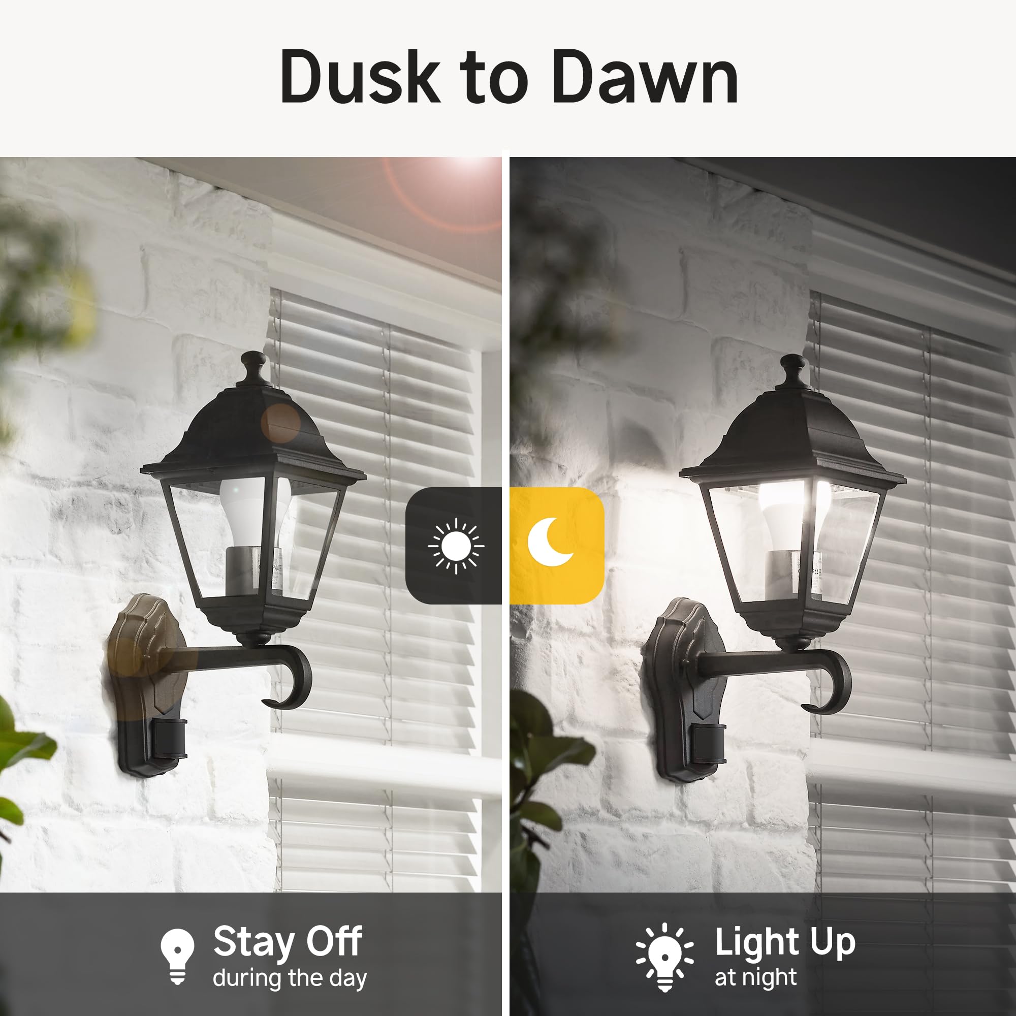 Dusk to Dawn LED Outdoor Light Bulbs 40W Equivalent, A19 Automatic On/Off Sensor Light Bulb Daylight 5000K, Dusk to Dawn Light Bulbs for Outdoor Lighting Porch Garage Backyard Patio, 4 Packs