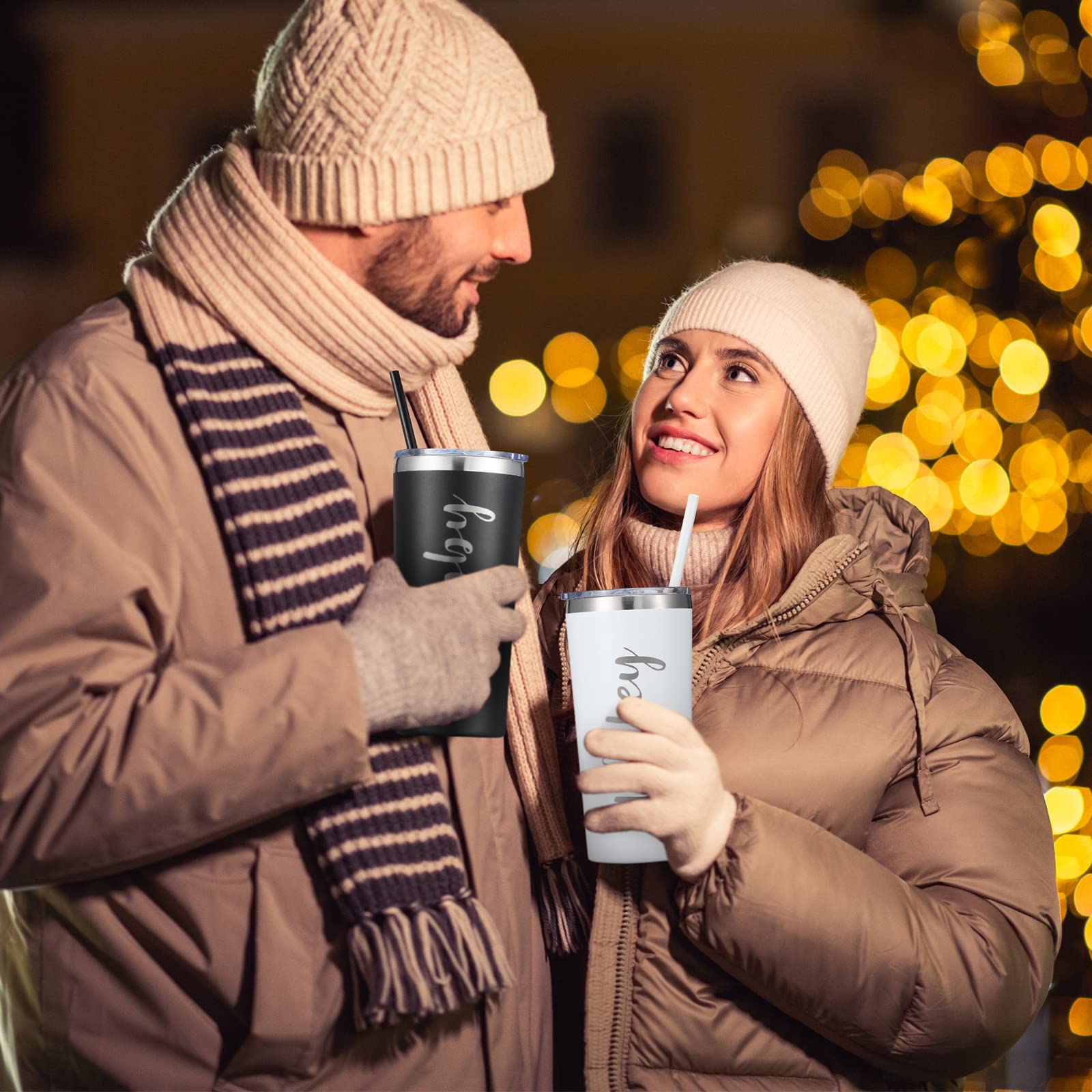 22 oz Wifey and Hubby Travel Tumbler insulated Set of 2, Stainless Steel Tumbler with Slide Close Lid and Straw Wedding Gifts for Couple Newlyweds Valentine's Day Engagement Anniversary Bridal Shower