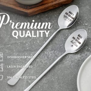 Dads Ice Cream Spoon, 2 Pcs Stainless Steel Coffee Spoons Set, Gifts for Dad on Birthday/Christmas/Thanksgiving, Gift Ready Package, DAD THE ICE CREAM KILLER