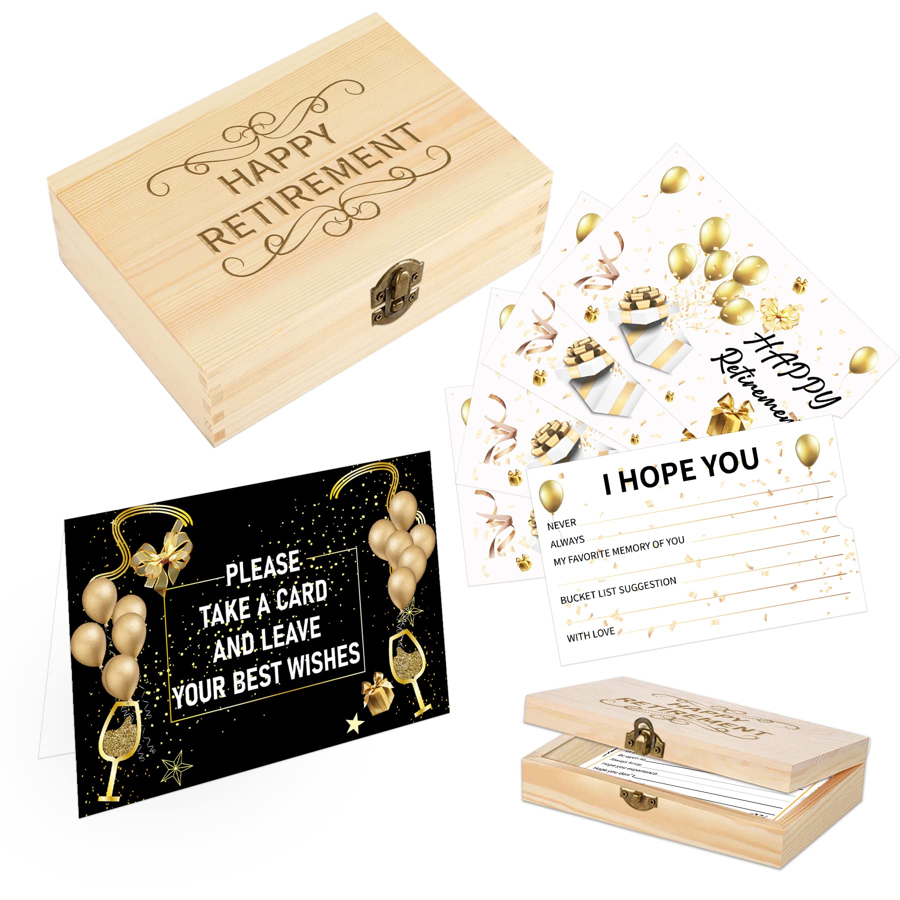 WAN2TLK 60PCS Retirement Card, Happy Wishes Card Box, Well Wish and Advice Congratulations Guest Book Cards, Retirement Party Favors and Going Away Party Decorations Supplies