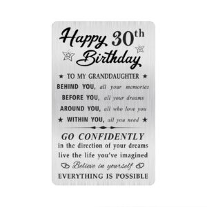 moqiyxl granddaughter 30th birthday card, happy 30 birthday granddaughter gifts ideas, small engraved wallet card